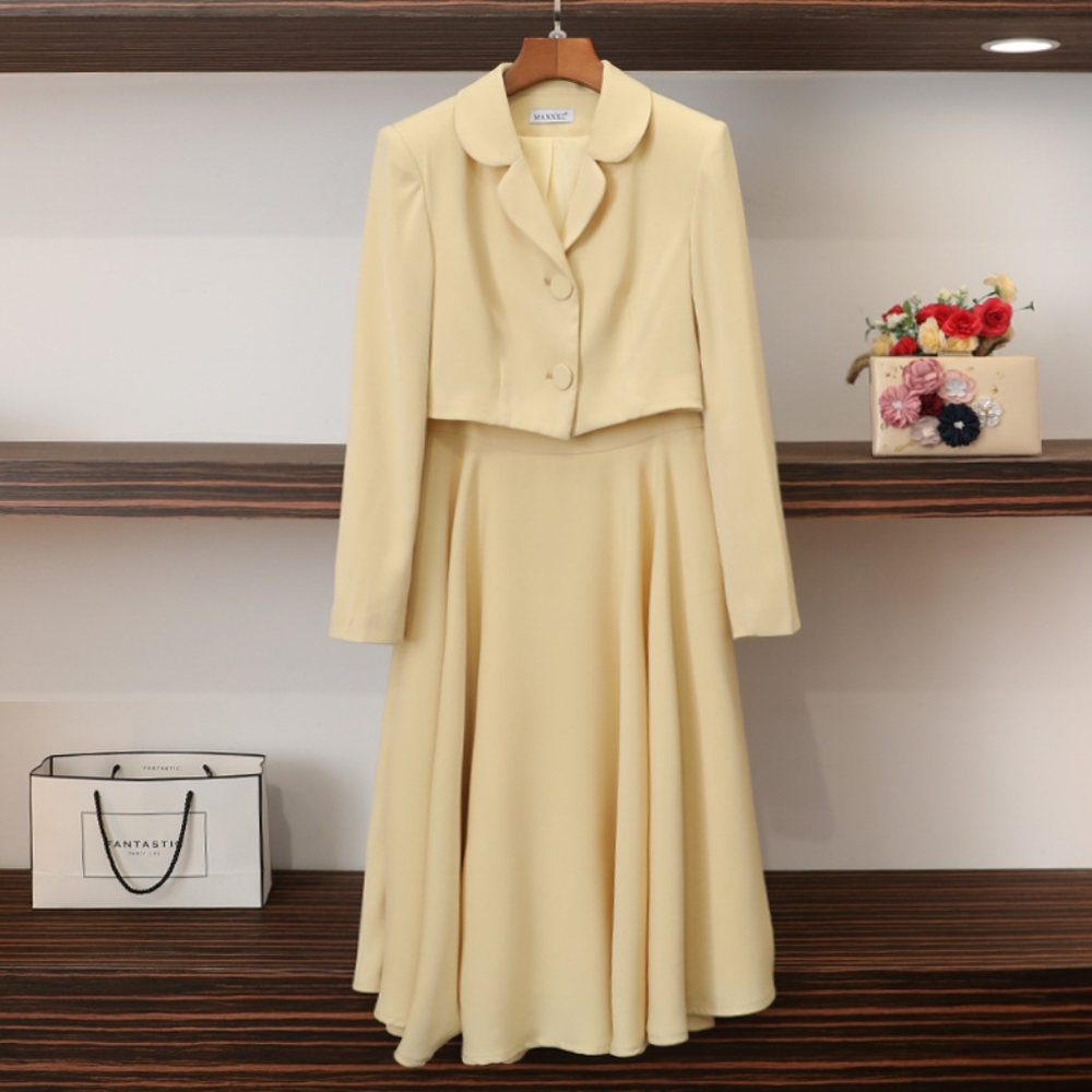 💛Chanel style Yellow Blazer Jacket And Straight Skirt Set💛 - Picture 2 of 9